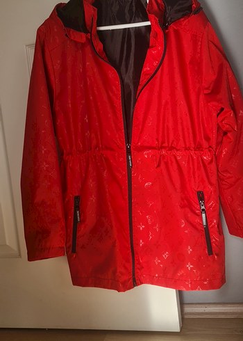 Kırmızı Bayan Fermuarlı Yağmurluk - Görsel 5