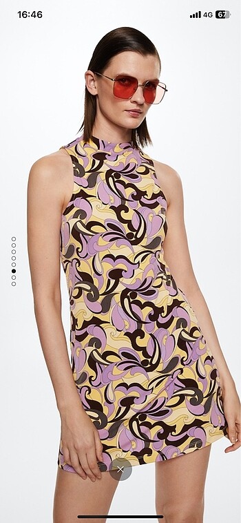 Mango desenli retro elbise