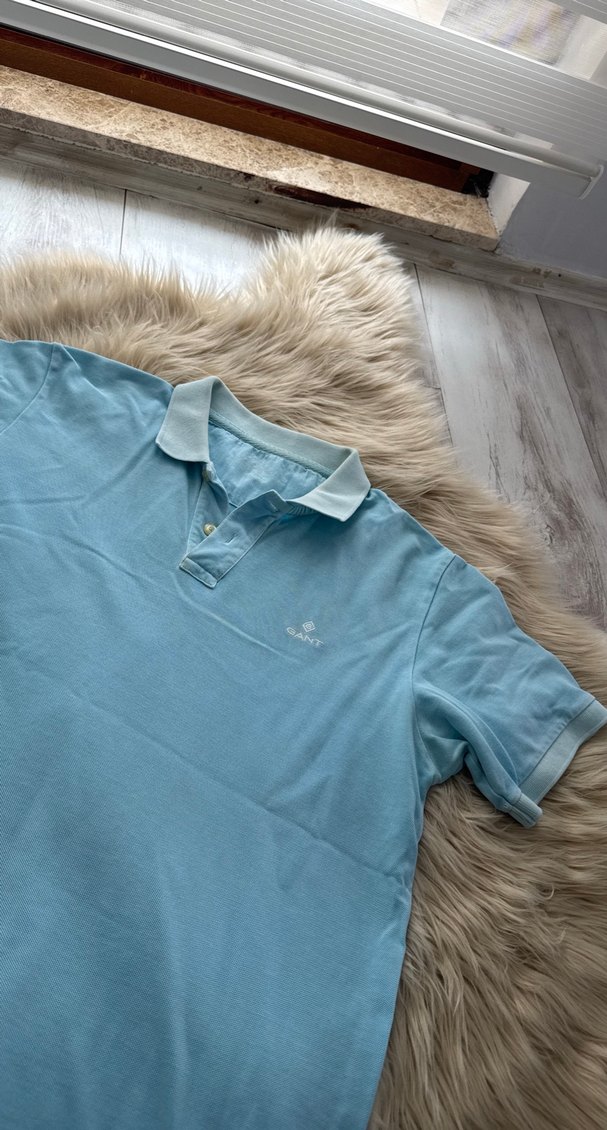 Mavi Erkek Polo Tişört, Kısa Kollu, Dar Kesim orjinal Gant - Görsel 3