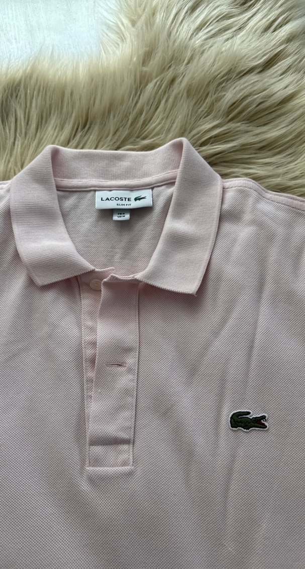 Lacoste orjinal M beden slim fit Pembe Kısa Kollu erkek tişört - Görsel 4