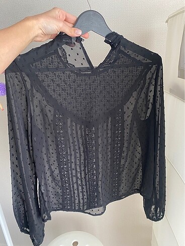 xs Beden siyah Renk Stradivarius Xs Dantelli Bluz