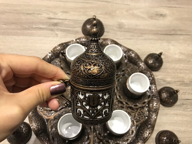 Açar bakır kahve fincan takımı