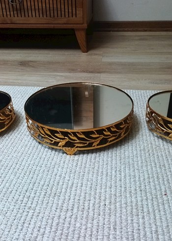 Altın Renkli Nakışlı Bohem Tepsiler - Görsel 2