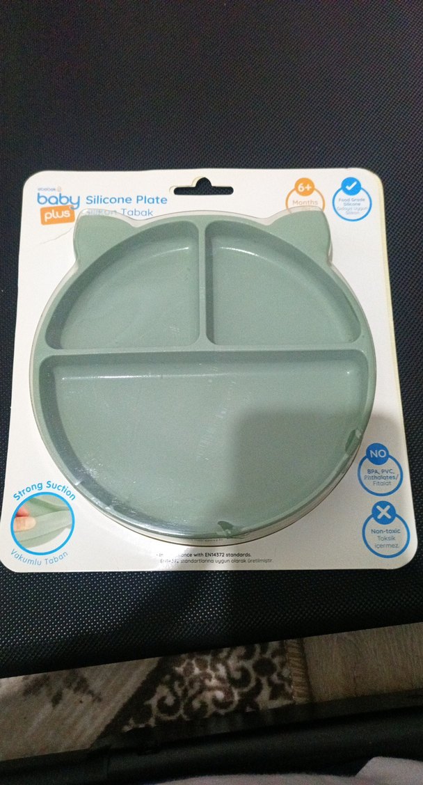 Gri Bebek Silikon Tabak 3 Bölmeli - Görsel 2