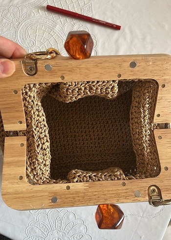 Diğer Boncuklu Bohem Tarz Kahverengi Kol Çantası