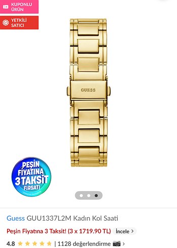 Guess Guess Kadın Gold Zincir Detaylı Kol Saati