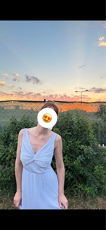 xs Beden Mavi Uzun Elbise