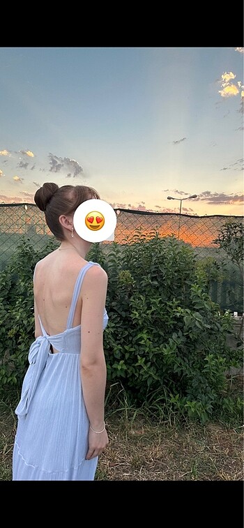 xs Beden mavi Renk Mavi Uzun Elbise