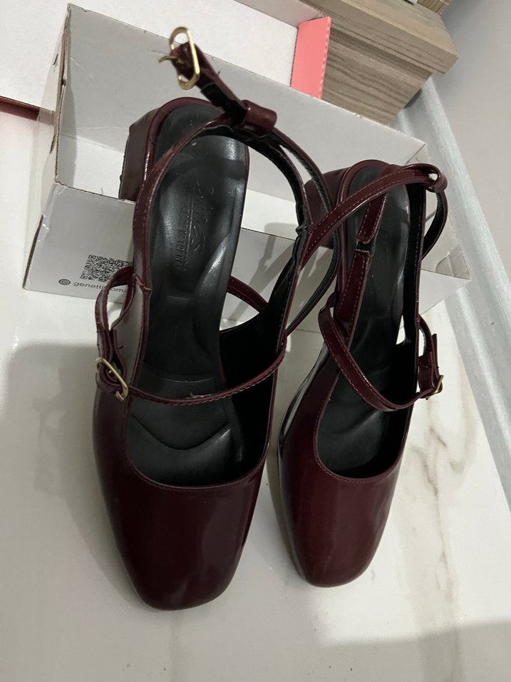 Bordo Stiletto Topuklu Kadın Sandalet - Görsel 2