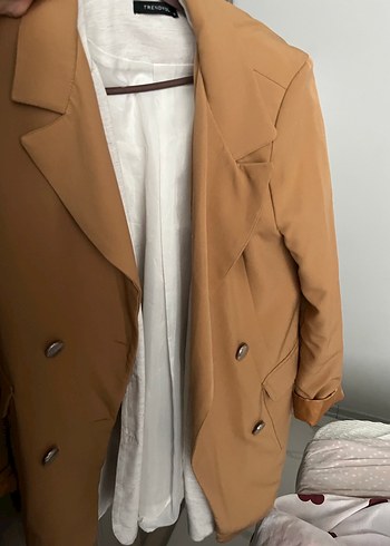 Kadın Camel Süet Midi Trençkot - Görsel 2