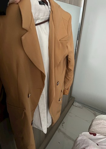 Kadın Camel Süet Midi Trençkot - Görsel 3