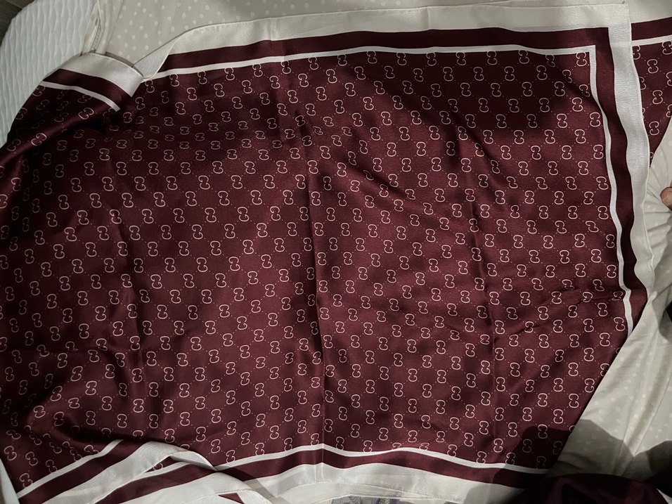 Bordo Drapeli Kadın Sokak Stili Şalı - Görsel 5