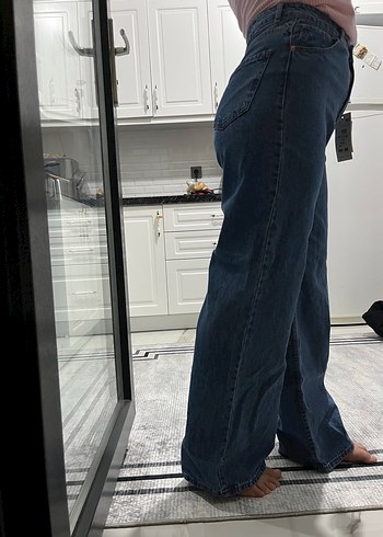 Kemerli Lacivert Kadın Kot Pantolon - Görsel 2