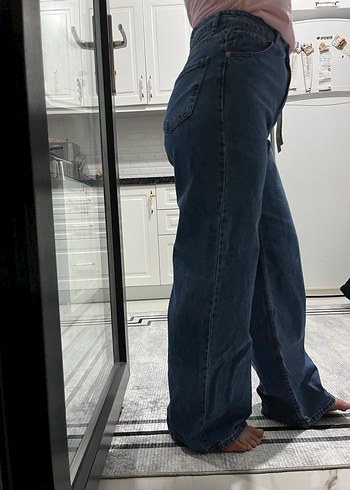 Kemerli Lacivert Kadın Kot Pantolon - Görsel 3