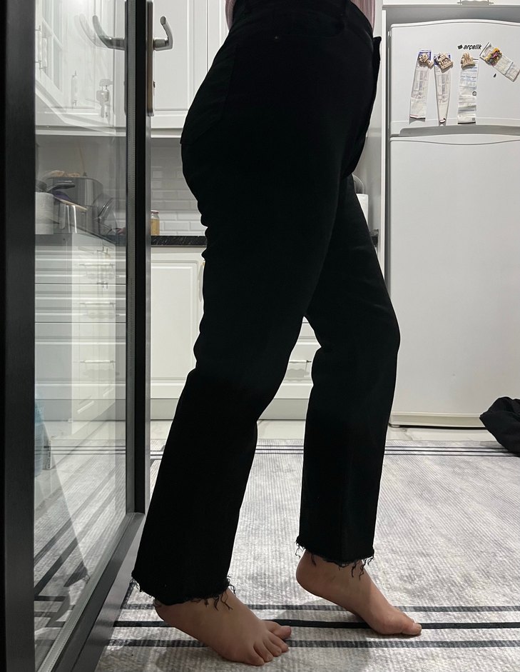 Siyah Regular Fit Midi Kot Pantolon - Görsel 2