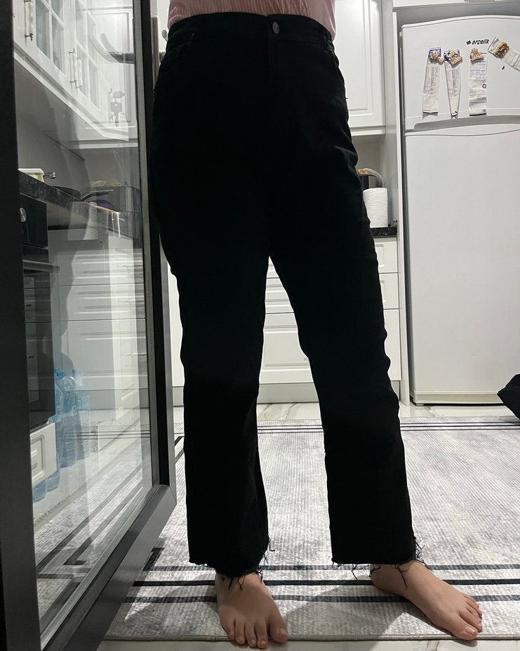 Siyah Regular Fit Midi Kot Pantolon - Görsel 5