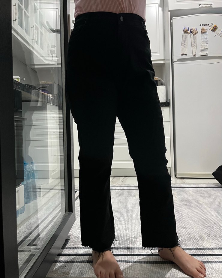 Siyah Regular Fit Midi Kot Pantolon - Görsel 4