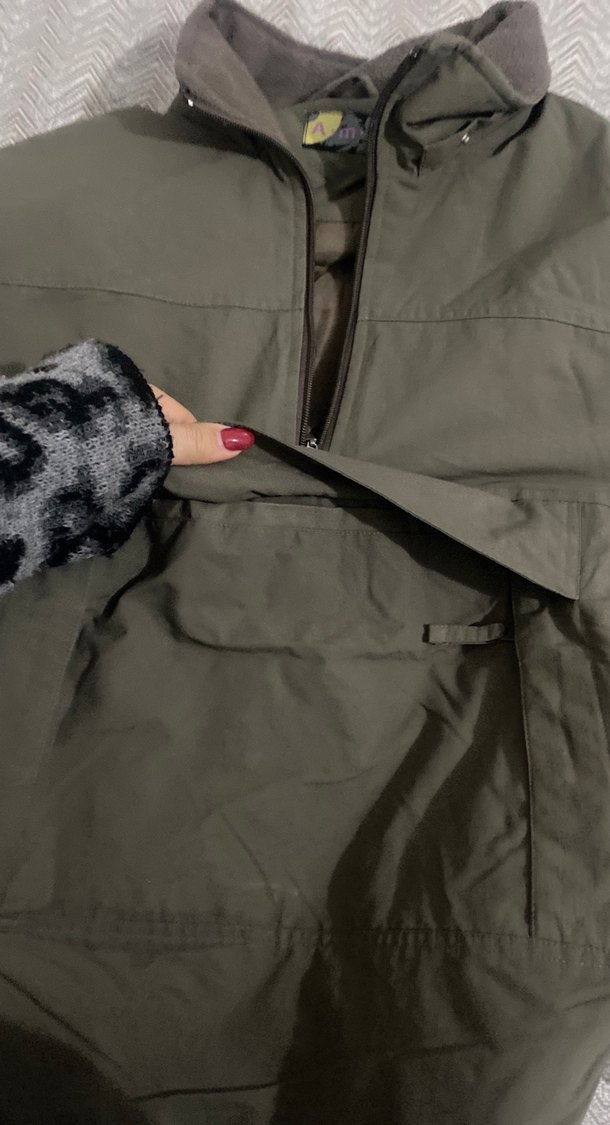 Gri Kapüşonsuz Streetwear Yağmurlukkanguru - Görsel 5