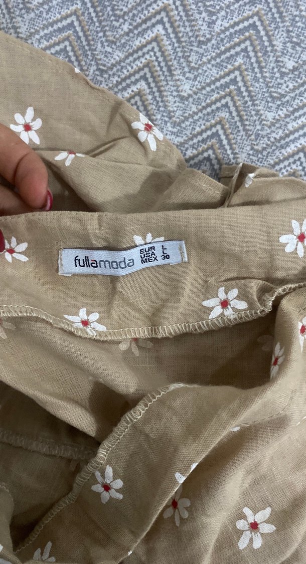 Bej Nakışlı Mini Bohem takım etek crop - Görsel 4