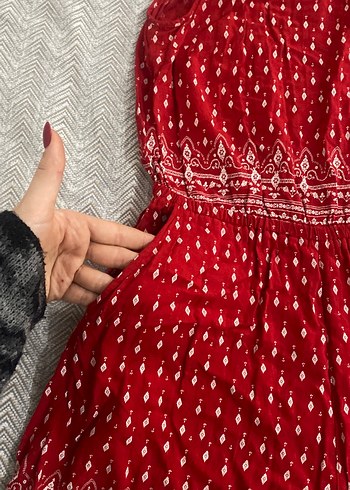 Kırmızı  Bohem Kısa Tulum - Görsel 2