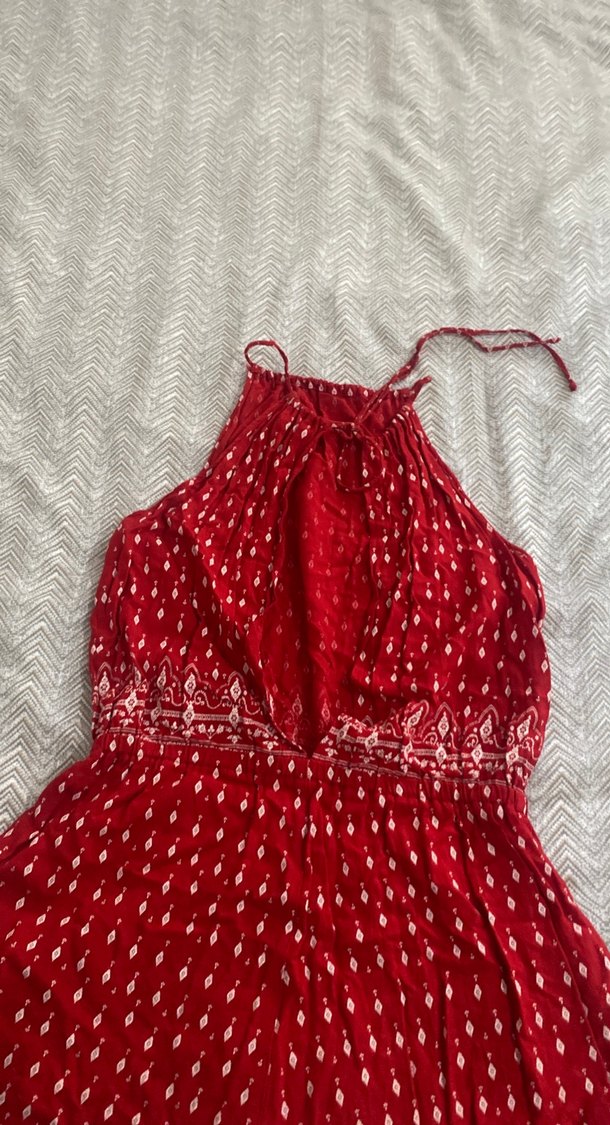 Kırmızı  Bohem Kısa Tulum - Görsel 5