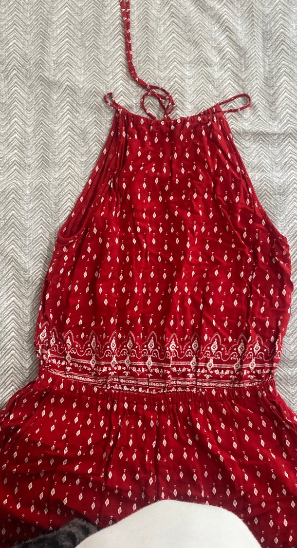 Kırmızı  Bohem Kısa Tulum - Görsel 3