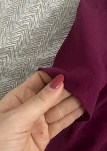 Bordo Uzun Kollu Düğmeli Hamile Tunik - Görsel 2