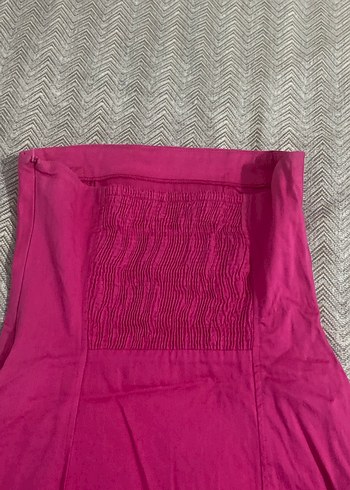 Pembe Straplez elbise - Görsel 3