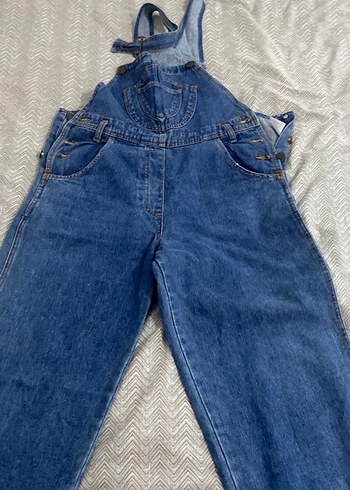 Kızlar için Mavi Batik Desenli Kot Tulum - Görsel 2