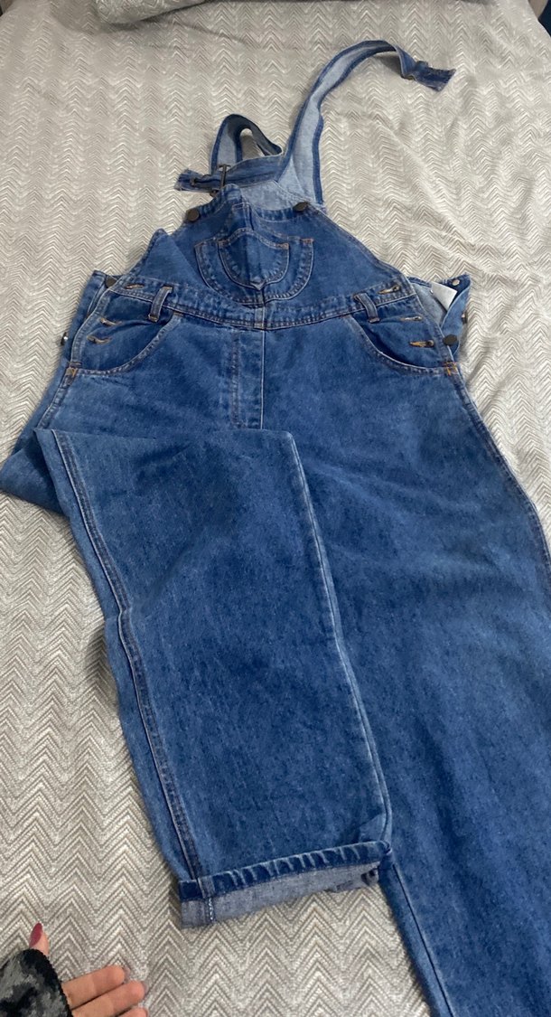 Kızlar için Mavi Batik Desenli Kot Tulum - Görsel 3