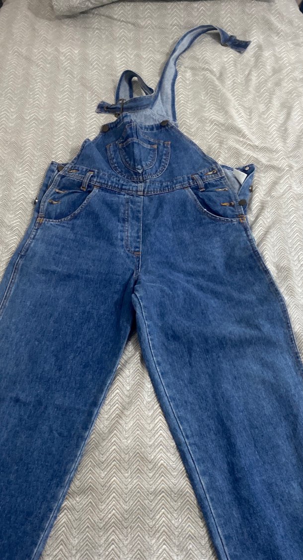 Kızlar için Mavi Batik Desenli Kot Tulum - Görsel 2