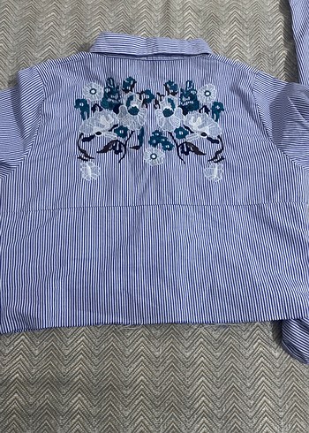 Mavi Denim Uzun Kollu Düğmeli Kadın Gömlek - Görsel 2