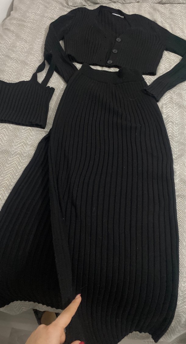 Siyah Uzun Triko takım - Görsel 4