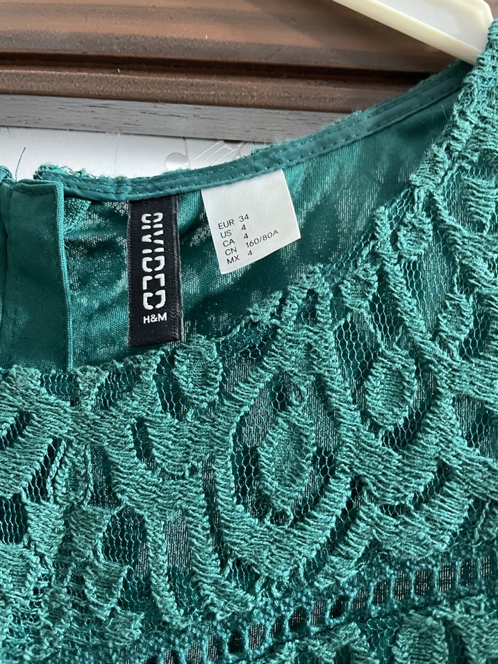 Dantel Detaylı Turkuaz Midi Bohem Elbise - Görsel 3