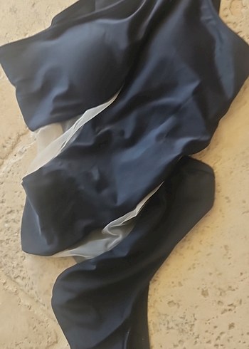 Siyah Dantel Detaylı Asimetrik Monokini - Görsel 3