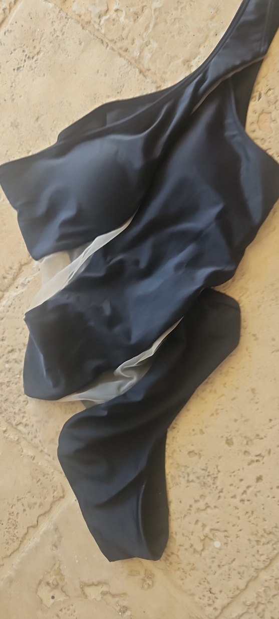 Siyah Dantel Detaylı Asimetrik Monokini - Görsel 3