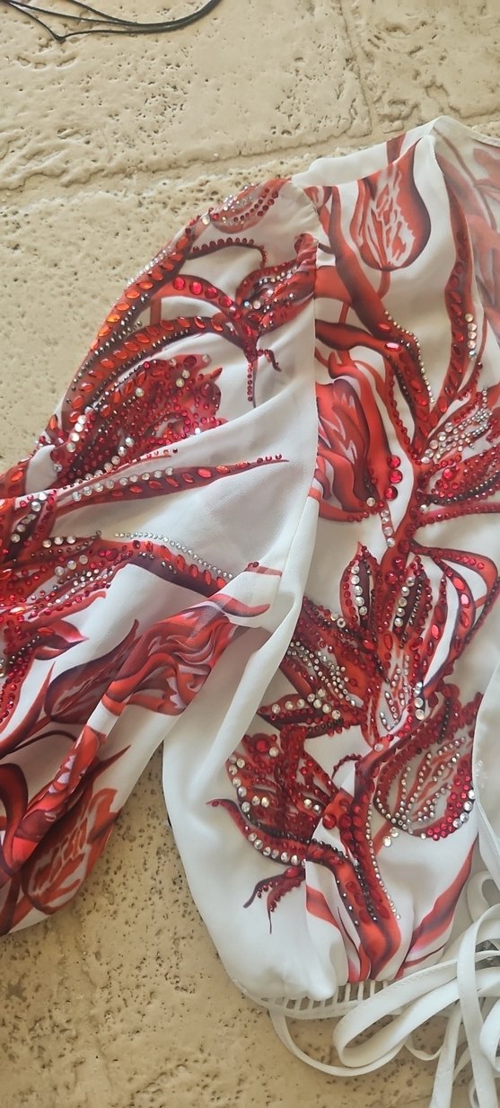 Kırmızı Desenli Bohem Mini Bluz - Görsel 2