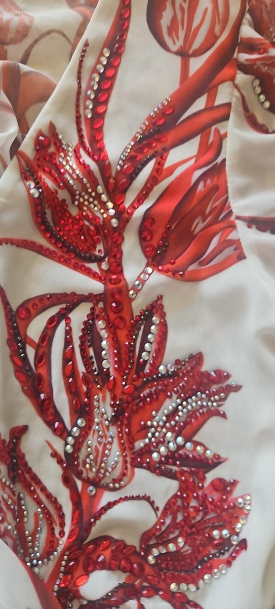 Kırmızı Desenli Bohem Mini Bluz - Görsel 4