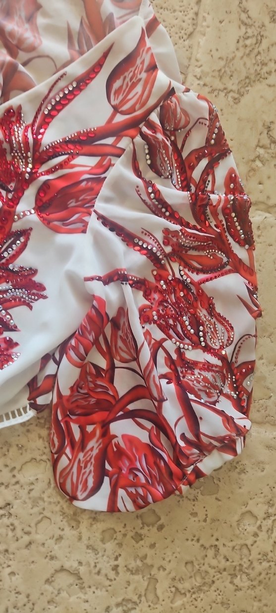 Kırmızı Desenli Bohem Mini Bluz - Görsel 5