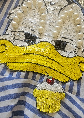 Mavi Çizgili Nakışlı Mini Gömlek - Görsel 8