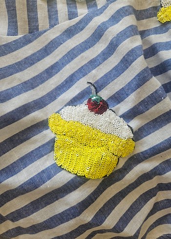 Mavi Çizgili Nakışlı Mini Gömlek - Görsel 3