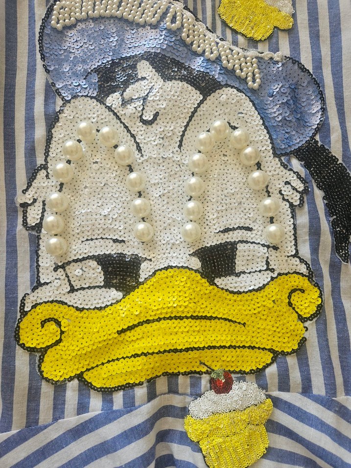 Mavi Çizgili Nakışlı Mini Gömlek - Görsel 2