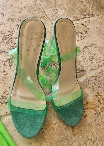 Yeşil Drapeli Uzun Askılı Parti Elbisesi - Görsel 6