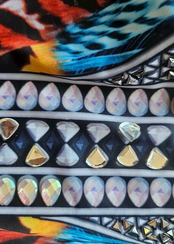 bolerolu  taşlı renkli mayokini - Görsel 5