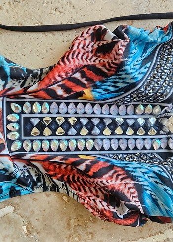 bolerolu  taşlı renkli mayokini - Görsel 6