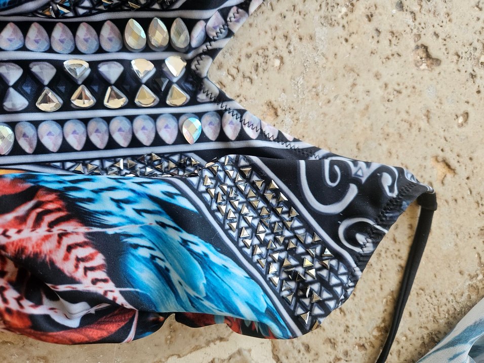 bolerolu  taşlı renkli mayokini - Görsel 4