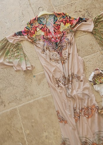 Uzun Kol Desenli Bohem Kimono - Görsel 11