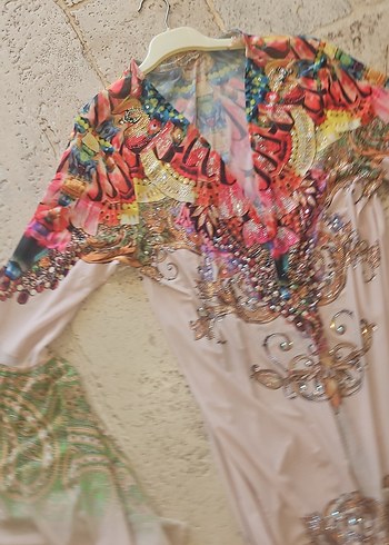 Uzun Kol Desenli Bohem Kimono - Görsel 6