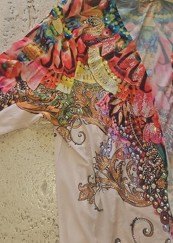 Uzun Kol Desenli Bohem Kimono - Görsel 5