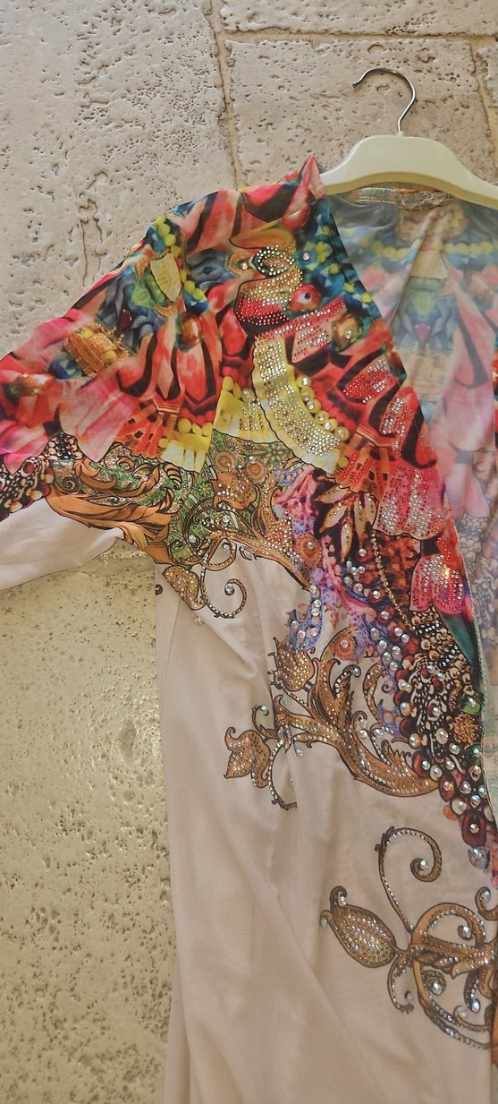 Uzun Kol Desenli Bohem Kimono - Görsel 5